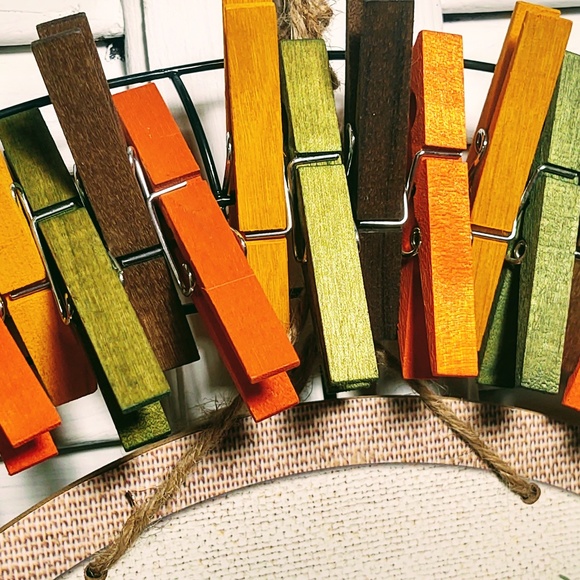 Hand Crafted Fall Clothespin Wreath - Picture 7 of 7